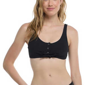 image:imageBody Glove Womens Kate Crop Bikini Top Swimsuit with Front TieBlack Ibiza Rib