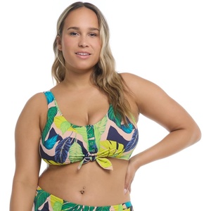 image:imageBody Glove Womens Kate Crop Bikini Top Swimsuit with Front TieManoa Falls Leaf Print