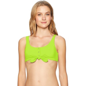 image:imageBody Glove Womens Kate Crop Bikini Top Swimsuit with Front TieNeon Yellow