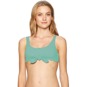 image:imageBody Glove Womens Kate Crop Bikini Top Swimsuit with Front TieSeafoam Ibiza Rib