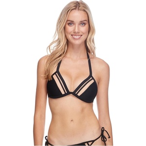 image:imageBody Glove Womens Standard Love Molded Cup Push Up Triangle Bikini Top SwimsuitScandal Ribbed Black