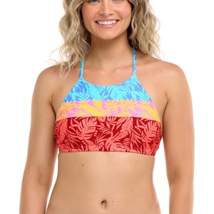 image:imageBody Glove Womens Alesha High Neck Bikini Top Swimsuit with Adjustable 2Way Back DetailShadow Tropical
