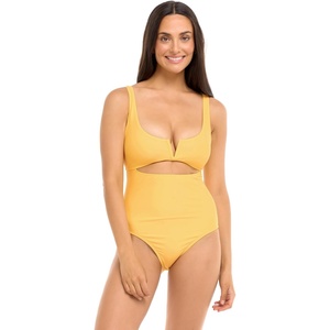 image:imageBody Glove Womens Smoothies Eli Solid One Piece Swimsuit with VWire NecklineCanary