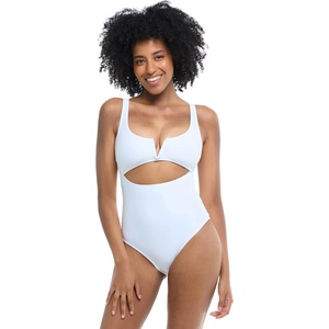 image:imageBody Glove Womens Smoothies Eli Solid One Piece Swimsuit with VWire NecklineSnow