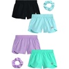 image:imageBody Glove Girls Athletic Shorts  4 Pack Gym Dolphin Shorts Running Volleyball Short for Girls  Size Up for Better FitBlackAquaGreenPurple Solid