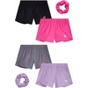 image:imageBody Glove Girls Athletic Shorts  4 Pack Gym Dolphin Shorts Running Volleyball Short for Girls  Size Up for Better FitBlackFuchsiaPurpleCharcoal Solid