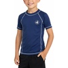 image:imageBody Glove Boys Rash Guard Shirt  UPF 50 Quick Dry Fabric Rash Guard Swimwear for Boys  Short Sleeve Kids Swim ShirtNavy