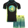 image:imageBody Glove Boys Swim Set  Boys Swim Trunks with Rash Guard UPF50 2 Piece Bathing Suits with Shorts Swimsuit Set Size 412 Size 4 BlackGreen Blue