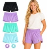 image:imageBody Glove Girls Athletic Shorts  4 Pack Gym Dolphin Shorts Running Volleyball Short for Girls  Size Up for Better FitBlackAquaGreenPurple Solid