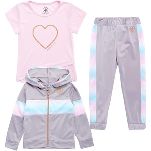 image:imageBody Glove Baby Girls Tracksuit Set  3 Piece Hoodie TShirt and Joggers 12M4TGrey Tie DyePink