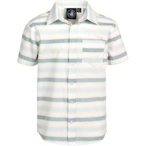 image:imageBody Glove Boys Button Down Shirt  100 Cotton Woven Short Sleeve Boys Dress Shirt  Casual Top with Chest PocketGrey White Yellow Stripe