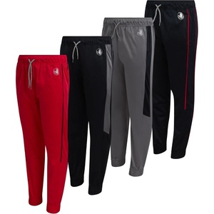image:imageBody Glove Boys Sweatpants  4 Pack Performance Tricot Boys Joggers with Drawstring Waist  Kids Soft Stretch Athletic PantsBlackGreyRedBlack