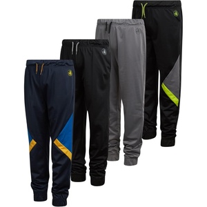 image:imageBody Glove Boys Sweatpants  4 Pack Performance Tricot Boys Joggers with Drawstring Waist  Kids Soft Stretch Athletic PantsBlackLimeBlue Triangle