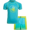 image:imageBody Glove Boys Rash Guard Set  UPF 50 Swim Shirt and Bathing Suit Trunks  Swimwear Set for Boys 412 Size 4 TealGreen