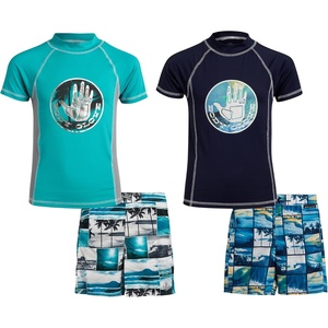 image:imageBody Glove Boys Swim Set  4 Piece UPF 50 Swim Trunks and Rash Guard for Boys Kids Swimwear Set Sizes 412TurquoiseNavy Beach