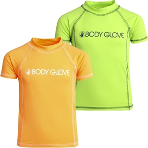 image:imageBody Glove Boys Swim Shirt  2 Pack UPF 50 Quick Dry Sun Protection Short Sleeve Rash Guard for Boys Kids Swimwear 2T14LimeOrange