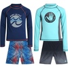 image:imageBody Glove Boys Swim Set  4 Piece UPF 50 Swim Trunks and Rash Guard for Boys Kids Swimwear Set Sizes 412TurquoiseNavy Swims