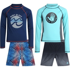 image:imageBody Glove Boys Swim Set  4 Piece UPF 50 Swim Trunks and Rash Guard for Boys Kids Swimwear Set Sizes 412TurquoiseNavy Swims