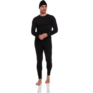 image:imageBody Glove 3 Piece Mens Fleece Lined Thermal Set Long Underwear Thermals Insulated Base Layer Top and Bottoms and BeanieBlack