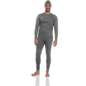 image:imageBody Glove 3 Piece Mens Fleece Lined Thermal Set Long Underwear Thermals Insulated Base Layer Top and Bottoms and BeanieGrey