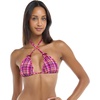 image:imageEvelyn Fixed Triangle Bikini Top Swimsuit with Adjustable 2way Back DetailBonnie Pink Plaid