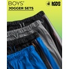 image:imageBody Glove Boys Sweatpants 4 Pack Active Performance Tricot Jogger Pants  Soft Stretch Tricot with Drawstring Waists Four Everyday Athletic Bottoms for School and PlayCharcoal Royal Panel