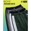 image:imageBody Glove Boys Sweatpants 4 Pack Active Performance Tricot Jogger Pants  Soft Stretch Tricot with Drawstring Waists Four Everyday Athletic Bottoms for School and PlayGreenBlackBlackGrey
