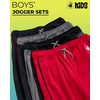image:imageBody Glove Boys Sweatpants 4 Pack Active Performance Tricot Jogger Pants  Soft Stretch Tricot with Drawstring Waists Four Everyday Athletic Bottoms for School and PlayBlackGreyRedBlack