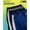 image:imageBody Glove Boys Sweatpants 4 Pack Active Performance Tricot Jogger Pants  Soft Stretch Tricot with Drawstring Waists Four Everyday Athletic Bottoms for School and PlayRoyalLight GreyBlackBlack