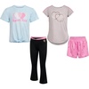 image:imageBody Glove Clothes Girls 4Piece Active Pant Set with 2 Short Sleeve Graphic Tees Jogger Pants amp Shorts Sizes 2T12Blue Gray