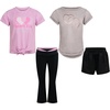 image:imageBody Glove Clothes Girls 4Piece Active Pant Set with 2 Short Sleeve Graphic Tees Jogger Pants amp Shorts Sizes 2T12Violet Gray