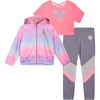 image:imageBody Glove Girls Leggings Set  3 Piece Short Sleeve Girls Shirt Full Zip Hooded Windbreaker Jacket and Girl Legging SetPink Purple Flare