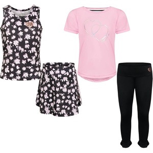 image:imageBody Glove Clothes Girls 4Piece Active Pant Set with 2 Short Sleeve Graphic Tees Jogger Pants amp Shorts Sizes 2T12Black Pink