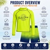 image:imageBody Glove Boys 2 Piece Swim Set Rash Guard amp Swim Trunks Sizes 412  UPF 50 Sun Protection QuickDry Lightweight Fabric for Beach and Pool Days Matching Print Stretch Comfort Fit for KidsNeon GreenBlue