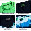 image:imageBody Glove Boys 2 Piece Swim Set Rash Guard amp Swim Trunks Sizes 412  UPF 50 Sun Protection QuickDry Lightweight Fabric for Beach and Pool Days Matching Print Stretch Comfort Fit for KidsGreen Blue Surf