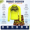 image:imageBody Glove Boys 2 Piece Swim Set Rash Guard amp Swim Trunks Sizes 412  UPF 50 Sun Protection QuickDry Lightweight Fabric for Beach and Pool Days Matching Print Stretch Comfort Fit for KidsNeon Yellow Palm Trees