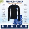 image:imageBody Glove Boys 2 Piece Swim Set Rash Guard amp Swim Trunks Sizes 412  UPF 50 Sun Protection QuickDry Lightweight Fabric for Beach and Pool Days Matching Print Stretch Comfort Fit for KidsBlackBlue Sharks
