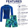 image:imageBody Glove Boys 2 Piece Swim Set Rash Guard amp Swim Trunks Sizes 412  UPF 50 Sun Protection QuickDry Lightweight Fabric for Beach and Pool Days Matching Print Stretch Comfort Fit for KidsNavy Green Surfer