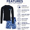 image:imageBody Glove Boys 2 Piece Swim Set Rash Guard amp Swim Trunks Sizes 412  UPF 50 Sun Protection QuickDry Lightweight Fabric for Beach and Pool Days Matching Print Stretch Comfort Fit for KidsBlackBlue Sharks