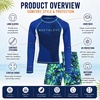 image:imageBody Glove Boys 2 Piece Swim Set Rash Guard amp Swim Trunks Sizes 412  UPF 50 Sun Protection QuickDry Lightweight Fabric for Beach and Pool Days Matching Print Stretch Comfort Fit for KidsNavy Green Surfer