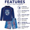image:imageBody Glove Boys 2 Piece Swim Set Rash Guard amp Swim Trunks Sizes 412  UPF 50 Sun Protection QuickDry Lightweight Fabric for Beach and Pool Days Matching Print Stretch Comfort Fit for KidsNavyRed Swirls