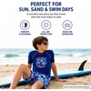image:imageBody Glove Boys 2 Piece Swim Set Rash Guard amp Swim Trunks Sizes 412  UPF 50 Sun Protection QuickDry Lightweight Fabric for Beach and Pool Days Matching Print Stretch Comfort Fit for KidsNavy Palm Trees