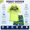 image:imageBody Glove Boys 2 Piece Swim Set Rash Guard amp Swim Trunks Sizes 412  UPF 50 Sun Protection QuickDry Lightweight Fabric for Beach and Pool Days Matching Print Stretch Comfort Fit for KidsGreen NeonPalm Trees