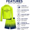 image:imageBody Glove Boys 2 Piece Swim Set Rash Guard amp Swim Trunks Sizes 412  UPF 50 Sun Protection QuickDry Lightweight Fabric for Beach and Pool Days Matching Print Stretch Comfort Fit for KidsNeon GreenBlue