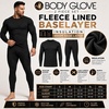 image:imageBody Glove 2 Piece Mens Fleece Lined Base layer Underwear Set Warm Insulated Top and Bottom Long Johns for Winter BaselayerBlack